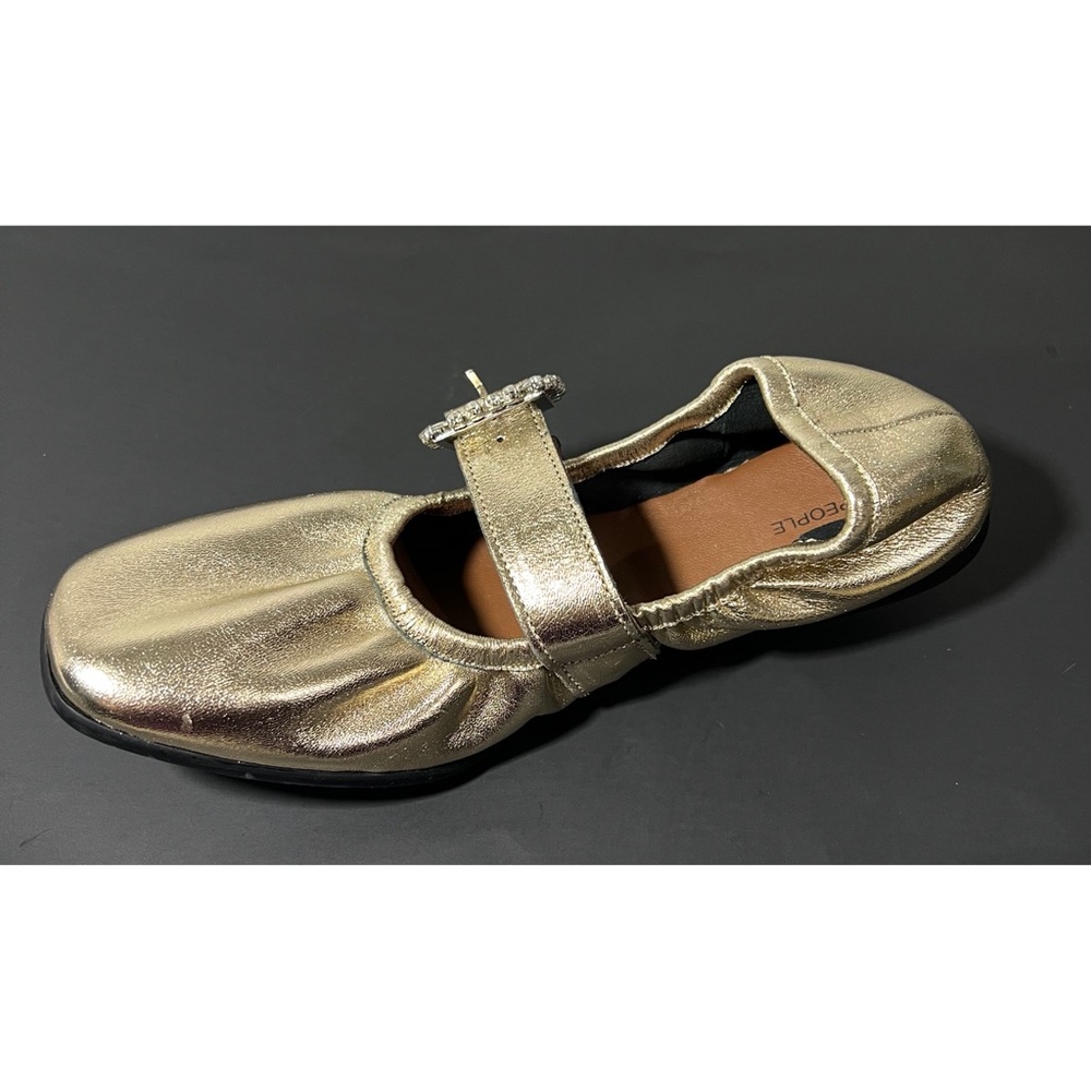 Free People Metallic Gold Mary Jane Flats - Picture 6 of 10